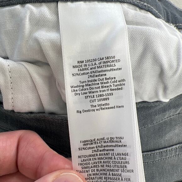 Current Elliott Stiletto Rig Destroy Release Hem Denim Jean Gray Women's 26 - Picture 7 of 9